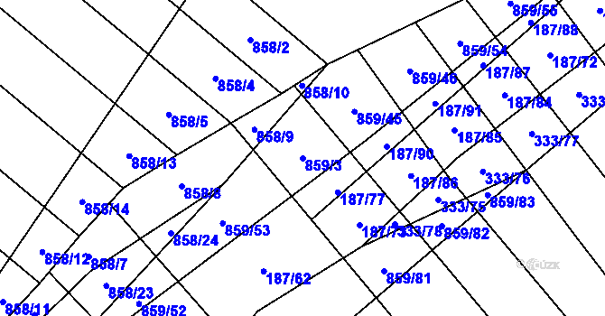 Parcela st. 859/3 v KÚ Lukoveček, Katastrální mapa