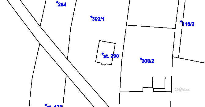 Parcela st. 290 v KÚ Lukoveček, Katastrální mapa