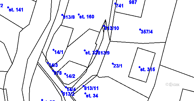 Parcela st. 813/9 v KÚ Lukoveček, Katastrální mapa