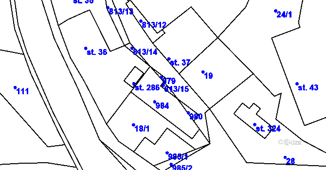 Parcela st. 813/15 v KÚ Lukoveček, Katastrální mapa