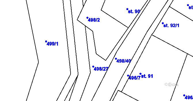 Parcela st. 498/72 v KÚ Lukoveček, Katastrální mapa