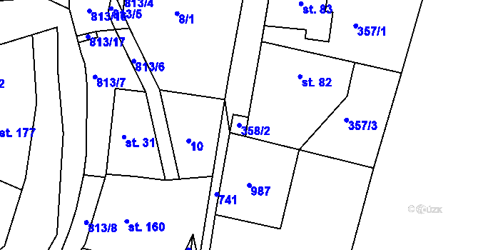Parcela st. 358/2 v KÚ Lukoveček, Katastrální mapa