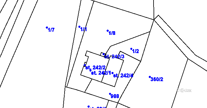 Parcela st. 242/3 v KÚ Lukoveček, Katastrální mapa