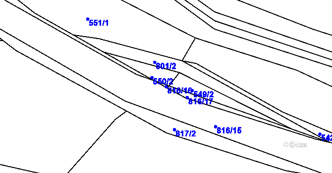 Parcela st. 816/16 v KÚ Lukoveček, Katastrální mapa