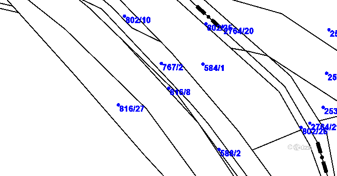 Parcela st. 816/8 v KÚ Lukoveček, Katastrální mapa