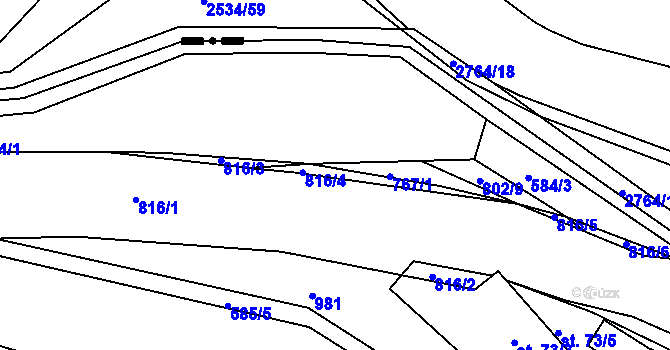 Parcela st. 816/4 v KÚ Lukoveček, Katastrální mapa