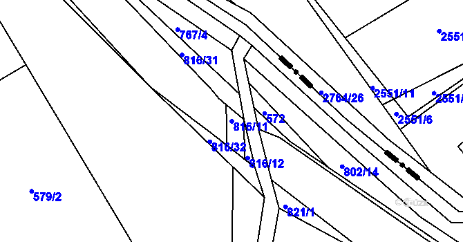 Parcela st. 816/11 v KÚ Lukoveček, Katastrální mapa