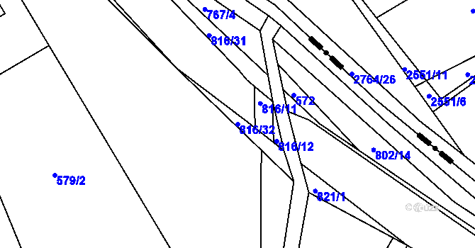Parcela st. 816/32 v KÚ Lukoveček, Katastrální mapa