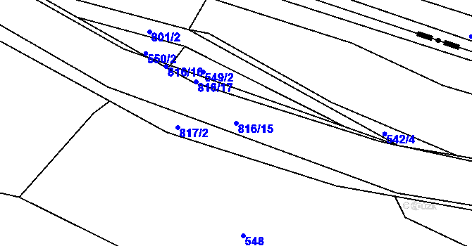 Parcela st. 816/15 v KÚ Lukoveček, Katastrální mapa