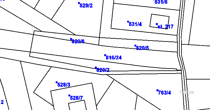Parcela st. 816/24 v KÚ Lukoveček, Katastrální mapa