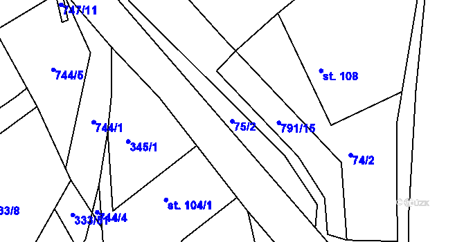 Parcela st. 75/2 v KÚ Lukoveček, Katastrální mapa
