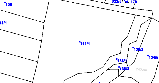 Parcela st. 141/4 v KÚ Lukoveček, Katastrální mapa