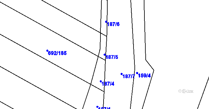 Parcela st. 187/5 v KÚ Lukoveček, Katastrální mapa