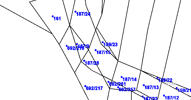 Parcela st. 187/15 v KÚ Lukoveček, Katastrální mapa
