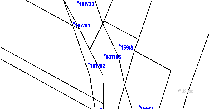 Parcela st. 187/16 v KÚ Lukoveček, Katastrální mapa