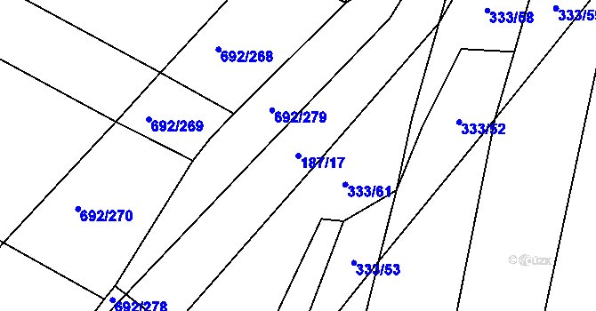 Parcela st. 187/17 v KÚ Lukoveček, Katastrální mapa