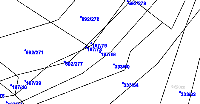 Parcela st. 187/18 v KÚ Lukoveček, Katastrální mapa