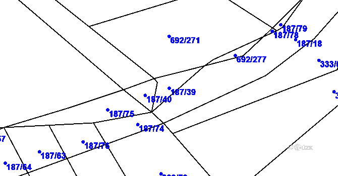 Parcela st. 187/39 v KÚ Lukoveček, Katastrální mapa