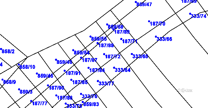 Parcela st. 187/72 v KÚ Lukoveček, Katastrální mapa