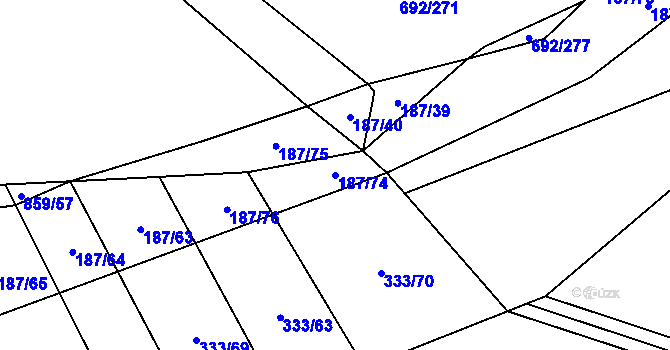 Parcela st. 187/74 v KÚ Lukoveček, Katastrální mapa