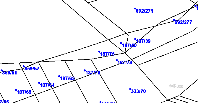 Parcela st. 187/75 v KÚ Lukoveček, Katastrální mapa