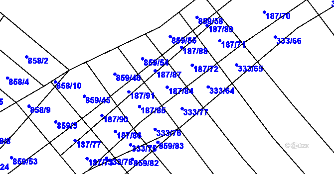 Parcela st. 187/84 v KÚ Lukoveček, Katastrální mapa