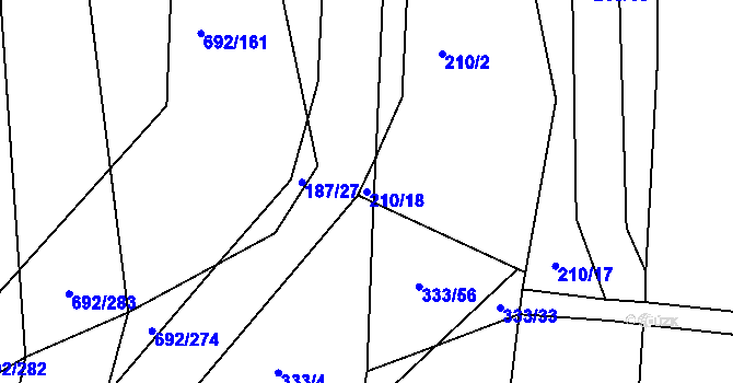 Parcela st. 210/18 v KÚ Lukoveček, Katastrální mapa