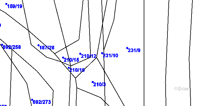 Parcela st. 231/10 v KÚ Lukoveček, Katastrální mapa
