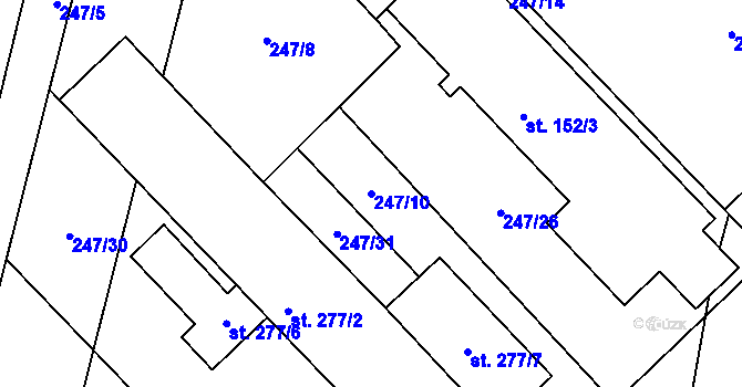 Parcela st. 247/10 v KÚ Lukoveček, Katastrální mapa