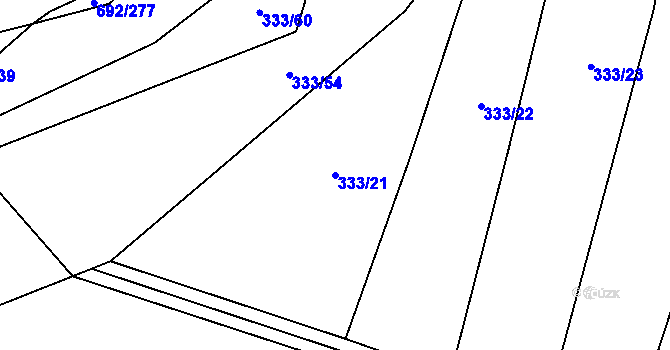 Parcela st. 333/21 v KÚ Lukoveček, Katastrální mapa