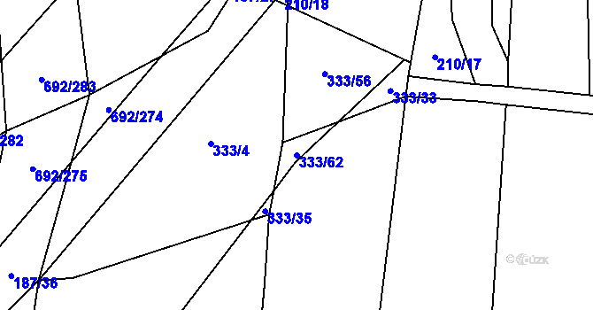 Parcela st. 333/62 v KÚ Lukoveček, Katastrální mapa