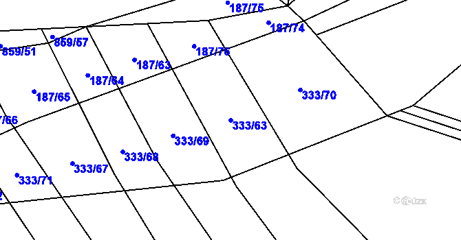 Parcela st. 333/63 v KÚ Lukoveček, Katastrální mapa