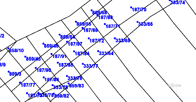 Parcela st. 333/64 v KÚ Lukoveček, Katastrální mapa