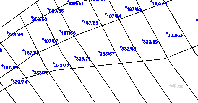 Parcela st. 333/67 v KÚ Lukoveček, Katastrální mapa