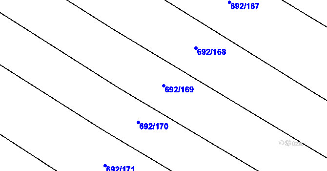 Parcela st. 692/169 v KÚ Lukoveček, Katastrální mapa