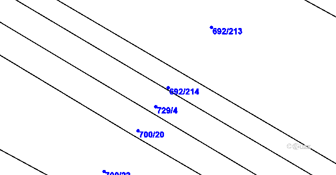 Parcela st. 692/214 v KÚ Lukoveček, Katastrální mapa