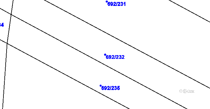 Parcela st. 692/232 v KÚ Lukoveček, Katastrální mapa