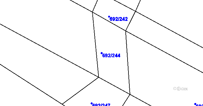 Parcela st. 692/244 v KÚ Lukoveček, Katastrální mapa