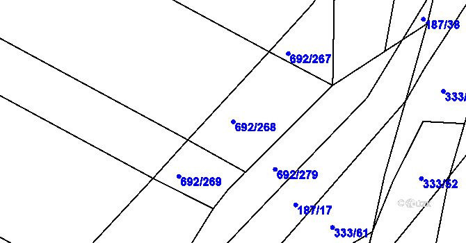 Parcela st. 692/268 v KÚ Lukoveček, Katastrální mapa