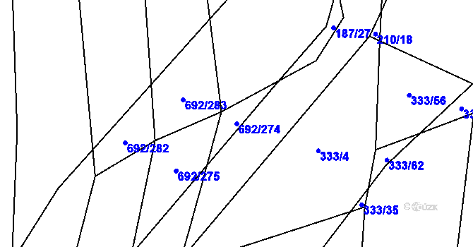 Parcela st. 692/274 v KÚ Lukoveček, Katastrální mapa