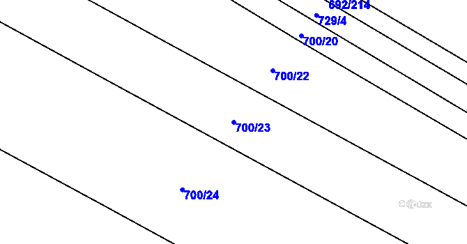 Parcela st. 700/23 v KÚ Lukoveček, Katastrální mapa