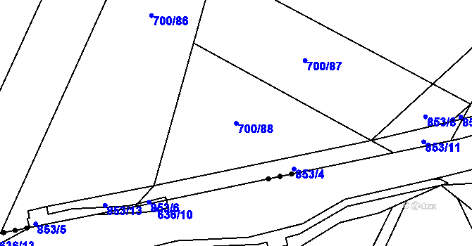 Parcela st. 700/88 v KÚ Lukoveček, Katastrální mapa