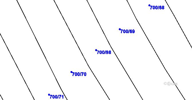 Parcela st. 700/98 v KÚ Lukoveček, Katastrální mapa