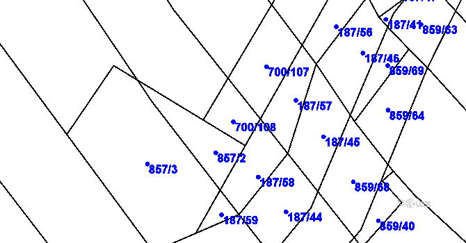 Parcela st. 700/108 v KÚ Lukoveček, Katastrální mapa