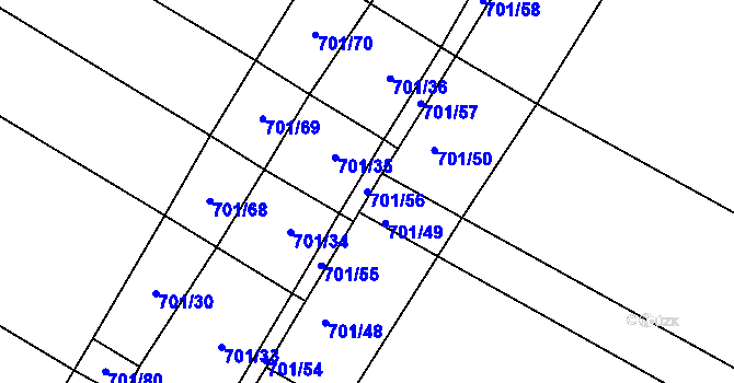 Parcela st. 701/56 v KÚ Lukoveček, Katastrální mapa