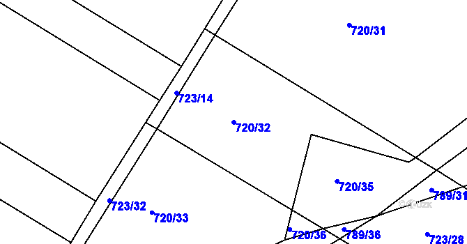Parcela st. 720/32 v KÚ Lukoveček, Katastrální mapa