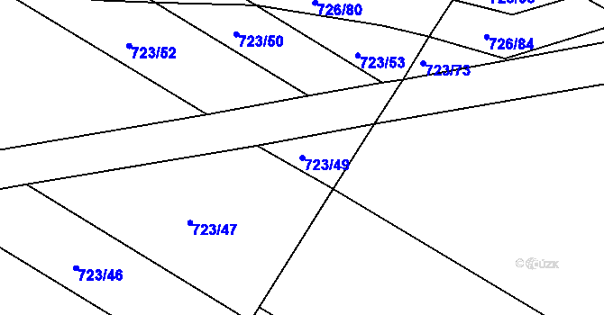 Parcela st. 723/49 v KÚ Lukoveček, Katastrální mapa