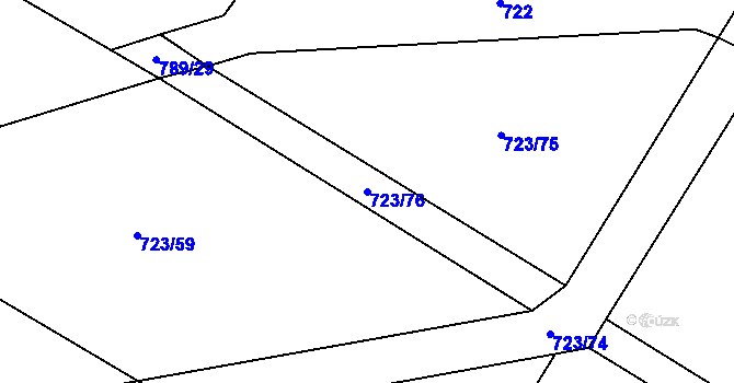 Parcela st. 723/76 v KÚ Lukoveček, Katastrální mapa