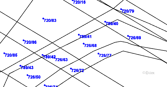Parcela st. 726/68 v KÚ Lukoveček, Katastrální mapa