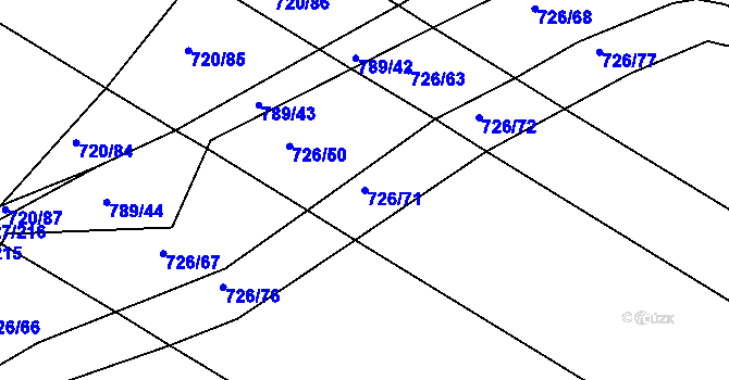 Parcela st. 726/71 v KÚ Lukoveček, Katastrální mapa